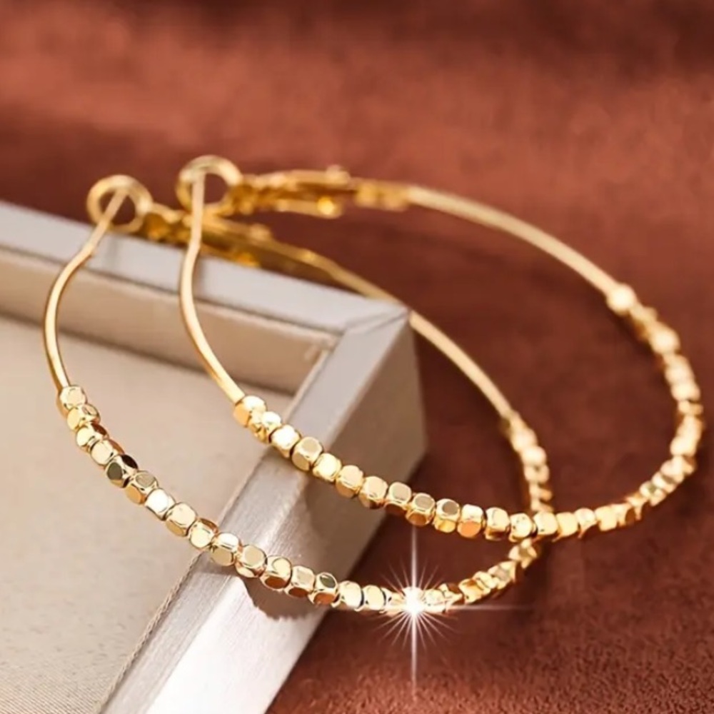 18k Gold Hoop Earrings 2.5”